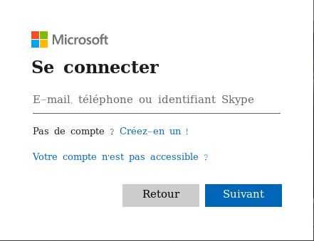 Connexion à Microsoft: 1234567@cll.qc.ca